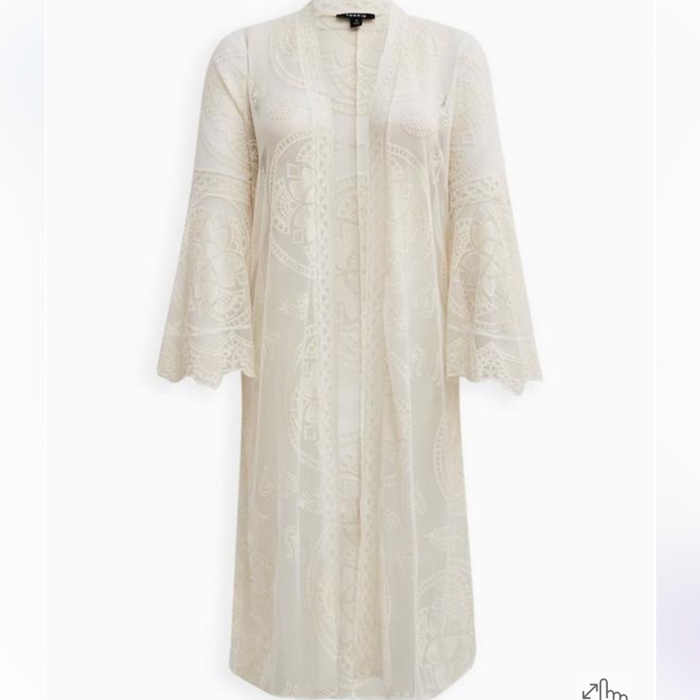 Torrid Maxi Kimono - Mesh Lace Cream - Picture 2 of 3